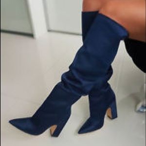 RARE!!! Zara Sateen Boots!!! Navy - Size 38